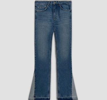 FLARED STRAIGHT JEANS IN BLUE DENIM