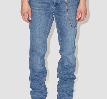 FLARED STRAIGHT JEANS IN BLUE DENIM
