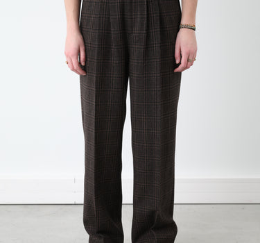 CHECKED PLEATED TROUSERS WOVEN